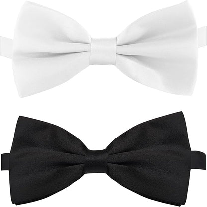 Dog Bow Tie for Large Dogs, KOOLMOX Adjustable Formal Dog Bowtie Collars for Medium Large Pet Cat Dog Christmas Wedding Birthday Graduation Holiday Homecoming Grooming Neck Bows, 2-Pack Black & White