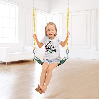 AGPTEK Swing Set, Seat with 66 Inch Anti-Rust Chains Thermoplastic Coated, Support 250lb, Cushion Accessories Replacement with Snap Hooks for Outdoors, Playground, Jungle & Gym - Green