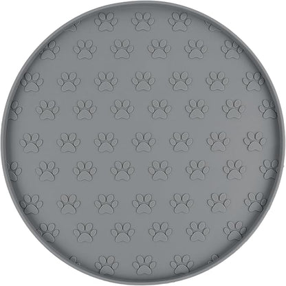 SUNLAND Silicone Dog Food Mat, Pet Feeding Mat for Food and Water, Waterproof Non-Slip Cat Feeding Bowl Mat with Raised Edge, Prevents Residue from Spilling onto The Floor Grey