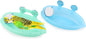 Wontee Bird Bath Box with Mirror Portable Parrot Hanging Bathroom Bathing Tub for Small Birds Cleaning Supplies (Blue(A)+Green)