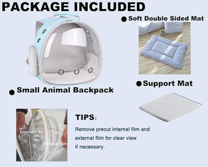 Portable Small Animal Backpack Travel Breathable Pet Carrier Bag Cages for Guinea Pig, Rabbit, Bearded Dragon, Squirrel, Tortoise, Bird, Lizard, Sugar Glider