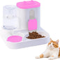 Gravity Cat Feeder and Water Dispenser, 2 in 1 Automatic Cat Feeder, 2 Pack Large Capacity Self Feeding for Small Medium Dog Puppy Kitten （Pink）