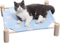 Pozico Cat & Dog Hammock Bed – Wooden Elevated Pet Cot with Breathable Mesh – Raised Cat Bed for Small Pets, Portable Puppy Bed Indoor & Outdoor Use – Blue Rabbit Design