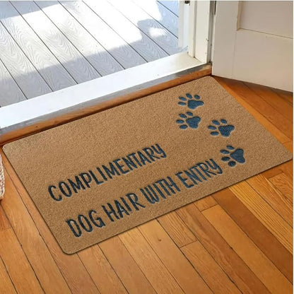 Assaoy COMPLIMENTARY Dog Hair with Entry Funny Door Mats Outside Coir Doormat for Home Entrance,Front Door mat,Indoor Entrance Embroidered Welcome Rubber Rugs Home Christmas Decor 30”x 18”