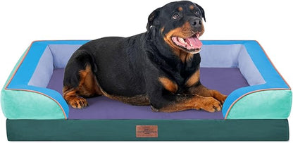 Comfort Expression Orthopedic Dog Bed for Extra Large Dogs 45x35 Inch, Waterproof Egg Crate Foam XL Pet Bed with Removable Bolsters, Dog Couch with Washable Cover & Non-Slip Bottom, Violet Tide
