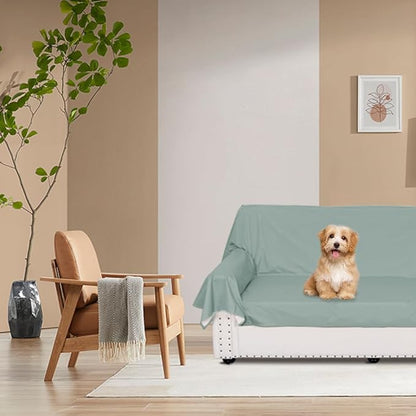 DUJUIKE Waterproof Bed Cover for Dog and Cats,Pet Hair Resistant Bed Sheet Cover, Protective Bed Liner Cover with 100% Waterproof Breathable Thin Fabric (Green, Queen 78 * 90 inch)