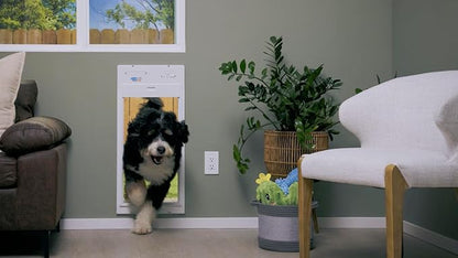 Power Pet Automatic ROLL UP Door by High Tech Pet Brand, Motorized Panel Rolls Up, Pet Collar Operated, Manual & WiFi App Control, Security Lockout Panel, 24/7 Exit & Entry Timers (Large, Door Mount)