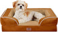 Comfort Expression Orthopedic Dog Bed for Medium Dogs 28x19 Inch, Waterproof Supportive Egg Crate Foam Medium Pet Bed with Removable Bolsters, Dog Couch with Washable Cover & Non-Slip Bottom, Orange