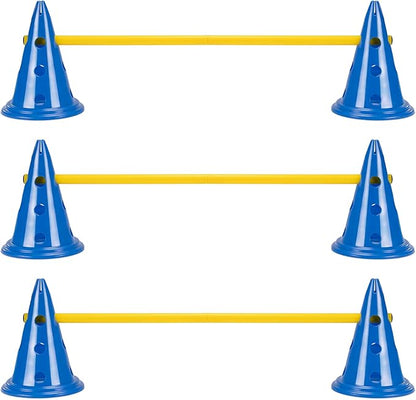 Navaris Dog Agility Equipment Set - Cone and Pole for Training and Exercise Jumps - Plastic Dog Agility Beginner Course - 6X Cones, 3X Poles