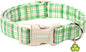 DOGWONG Pink Plaid Adjustable Pet Collar Comfortable Spring Summer Puppy Collar Cute Cotton Collars Durable Necklace Gift for Small Dogs,S