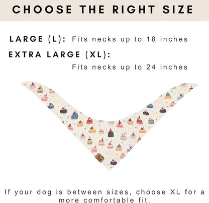 Birthday Dog Bandanas Extra Large, Reversible Colorful Cakes Stripes,Soft Breathable Adjustable Scarf for Large Extra Large Dogs, Boy Girl Party Outfit Accessory Gift