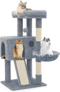 Athena Collection Cat Tree, 36" Tall Cat Tree Tower for Indoor Cats, Multi-Level Cat Tower House Activity Center Climbing Tower with Cat Condo & Hammock & Scratching Post & Dangling Ball, LightGray