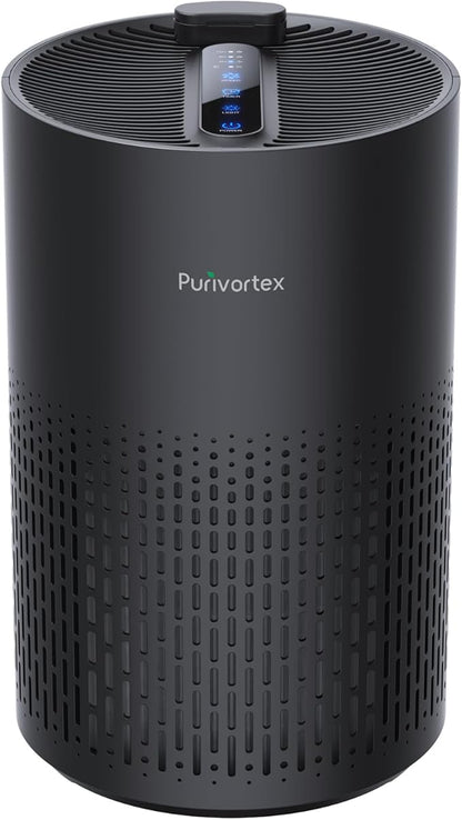 Purivortex Air Purifiers for Home, Quiet HEPA Air Filter for Pollen, Smoke, Dust, Pet Dander, Odor, Hair, Covers Up to 880 Sq Ft (Model: PX500 Black with Fragrance Sponge)