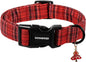 DOGWONG Christmas Plaid Dog Collar, Cute Adjustable Red Collar, Red Grid Dog Collar with Strong Plastic Buckle for Small Medium Large Dogs,XS