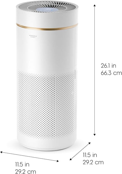IRIS USA WOOZOO True HEPA Air Purifier, H13 filter removes 99.97% of particles, pollen, pet dander, smoke, and odors. Covers up to 1,558 ft², featuring auto mode, air quality indicator, and filtration