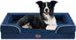Comfort Expression Orthopedic Dog Bed for Large Dogs 36x27 Inch, Waterproof Supportive Egg Crate Foam Large Pet Bed with Removable Bolsters, Dog Couch with Washable Cover & Non-Slip Bottom, Navy Blue