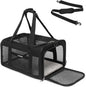 Airline Approved Pet Carrier for Cats and Small Dogs up to 15 lbs, Breathable Mesh and Collapsible Design, Portable Travel Bag for Bearded Dragon, Puppies Animal Hangbag, Rabbit Cage (Black, Small)