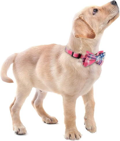 Faleela Soft &Comfy Bowtie Dog Collar,Detachable and Adjustable Bow Tie Collar,for Small Medium Large Pet (Small (Pack of 1), Pink)