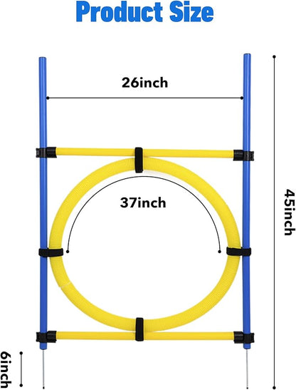 Pet Prime Dog Agility Training Equipment for Dog Obstacle Course Backyard Height Adjustable Jumper Ring Portable Dogs Park Exercise Tool