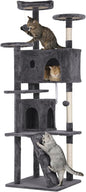 70in Cat Tree Cat Climbing Tower with Scratching Post, Cats House Perch Kitten Tree Condo Wood Playhouse, Pet Trees Tower for Indoor Cats, ASHY