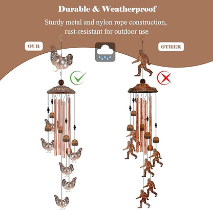 for Women Chicken Wind Chimes for Outside, 35'' Metal Chicken WindChimes Gifts for Women/Men, Decoration for Outdoor, Home, Garden, Patio, Backyard
