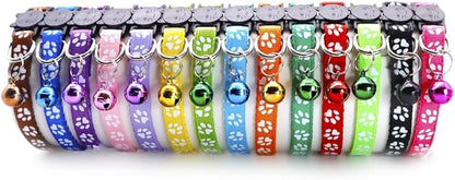 Reflective Cat Collars Breakaway with Bell 2-Pack Girl Boy Pet Kitten Collar with Star Moon Patetrn Adjustable 7.5-12.5 Inch (Black)