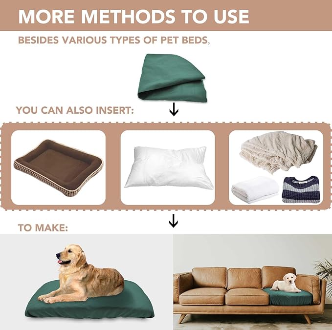 Dog Bed Cover Waterproof Replacement Machine Washable Covers for 24x18 Inch Dog Bed Heavy Duty Scratch Resistant Mattress Protector Pet Bed Cover Only Dark Green