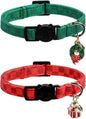 Lionet Paws 2pcs Pack Christmas Cat Collarr,Christmas Red Plaid & Green Plaid Cat Kitten Collars with Breakaway Buckle,Ideal for Boy Cats
