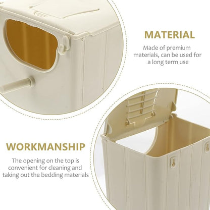 TEHAUX Parrot Breeding Box 5.1X3.9X5.1In Plastic Nesting Box Cage Mounted Bird House for Cockatiel Budgie Finch Conure with Hinged Cover Easy Clean