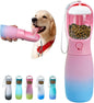 Dog Water Bottle with Food Container, 19Oz Large Capacity Portable Dog Water Bowl Dispenser, Food Grade New Puppy Essentials & Chihuahua Dog Accessories for Hiking Walking Traveling