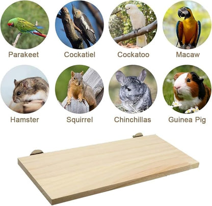 Litewoo Parrot Bird Wood Perch Platform Large Stand Shelf for Birds Budgie Parakeet Cockatiel Conure Cockatoo Macaw African Grey (2PC)