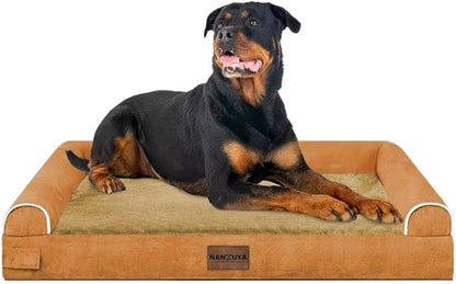 Large Dog Bed Orthopedic Washable: Beds Bolster XXL Bed Big XLarge Dogs Egg Crate Foam Sofa Couch Waterproof Removable Cover - Orange