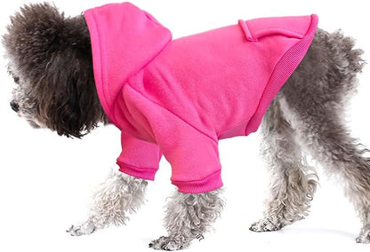Jecikelon Winter Dog Hoodie Sweatshirts with Pockets Warm Dog Clothes for Small Dogs Chihuahua Coat Clothing Puppy Cat Custume (Rose red, X-Small)