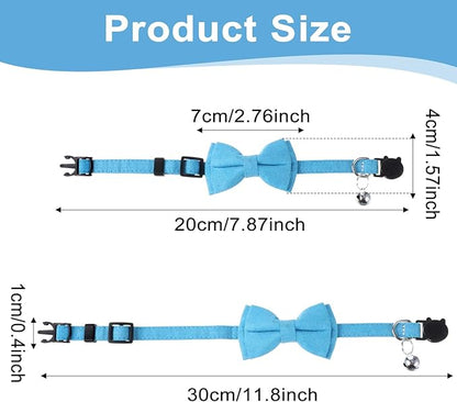 3pcs Bow Tie Cat Collar with Bells, Breakaway Bowtie Plaid Cat Collar, Soft Adjustable Bow Cats Collars for Kitten Puppy and Small Pets