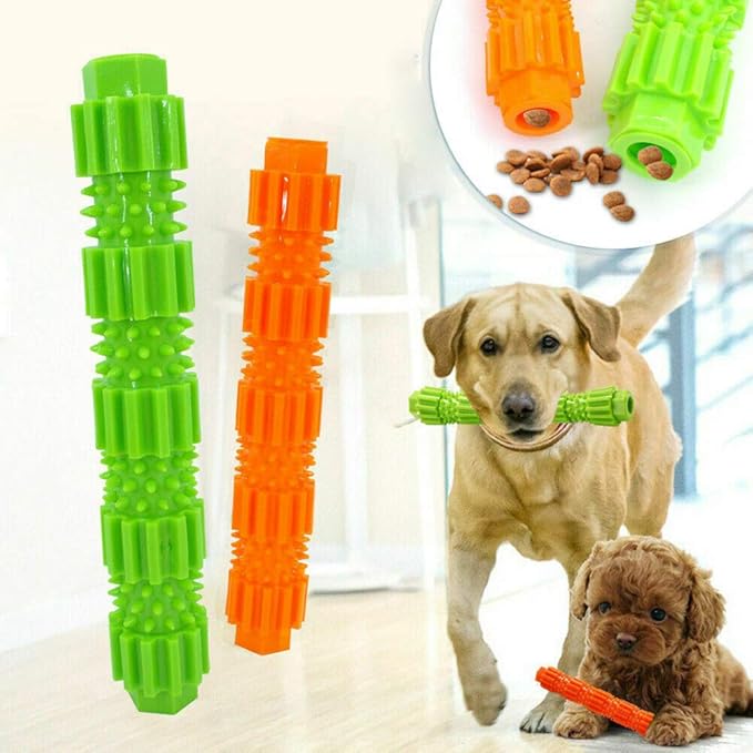 oAtm0eBcl Pet Dog Chew Toy, TPR Rubber Stick Puppy Chewy Toy for Aggressive Chewer, Teeth Cleaning & Slowing Feeding Toy for Dogs Orange L