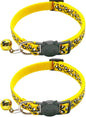 Reflective 2 Pack Breakaway Cat Collars with Bell Leopard Pattern Cute Kitty Adjustable 7.5-12.5 Inch Safe Kitten Collars Charms (Yellow)