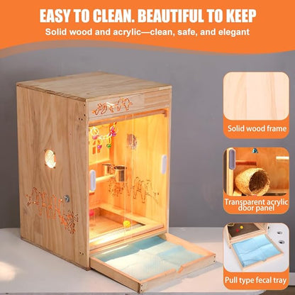 Large Bird Cage with Heater and Thermosta, Bird House Incubator, Bird Nesting Box, Birdcage Accessories, Wooden Birdhouse kit for Parrot Parakeet Cockatiel Lovebirds Budgie Finch Parrotlets Canary