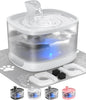 Veken Cat Water Fountain with Detachable Tank, Easy to Clean & Assemble, 84oz/2.5L Automatic Pet Drinking Dispenser with Quiet Operation & LED Light for Cats, Dogs and Small Pets, White