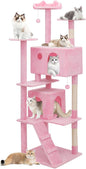 Athena Collection Cat Tree, 77 Inch Cat Tower for Indoor Cats, Multi-Level Cat Tree Tower Activity Center with 2 Cat Condo & Cat Scratching Post & Dangling Ball, Tall Cat Tree, Soft Pink