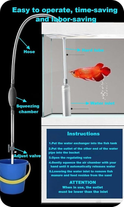 Aquarium Siphon Vacuum Cleaner,9.84 Foot Aquarium Gravel Cleaner kit, Thickened and Reinforced, Adjustable Water Volume, efficient Fish Tank Cleaning Tool, Durable 4-Piece Set