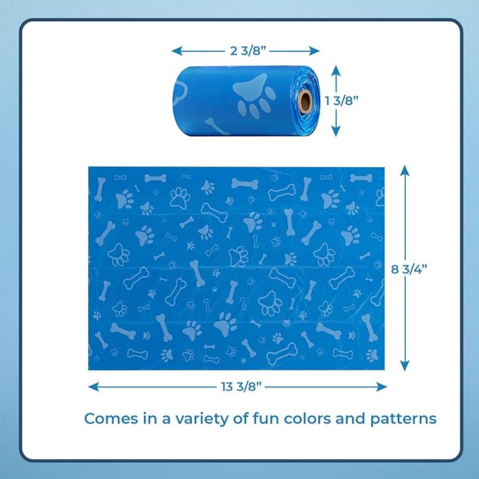 Best Pet Supplies Dog Poop Bags (360 Bags) for Waste Refuse Cleanup, Doggy Roll Replacements for Outdoor Puppy Walking and Travel, Leak Proof and Tear Resistant, Thick Plastic - Assorted Colors