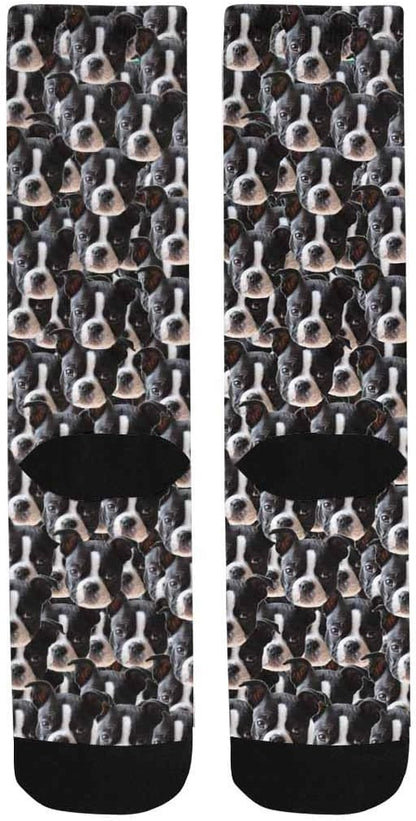 Custom Face Socks, Personalized Dog Lover Pet Photo Picture on Socks Unisex Athletic Crew Socks for Men Women