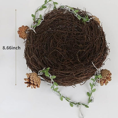 Natural Rattan Nest Small Medium Large Bird Swing for Parrot Parakeet Cockatiel Conure Cockatoo Macaw Amazon African Grey Lovebird Finch Canary Budgie Cage Perch Toy (Large)