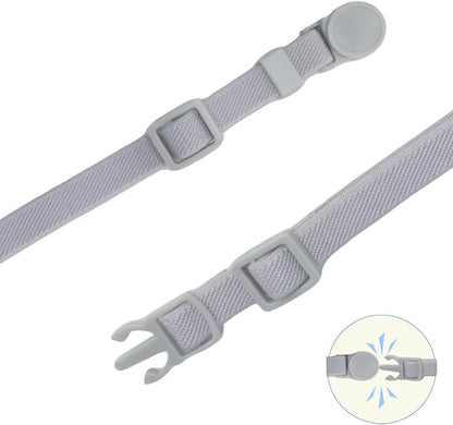 Breakaway Cat Collar with Bell, Safety Buckle Kitten Collar, Elastic Strech Quick Release, Adjustable Lightweight Collars for Girl Boy Cats, Pet Supplies, Accessories, Gifts Gray