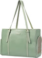 Fashion Dog Purse Pet Carrier Leather Bag for Small Dogs Cats Puppy, Portable Tote Bag Airline Approved Soft-Sided Carriers (Green)