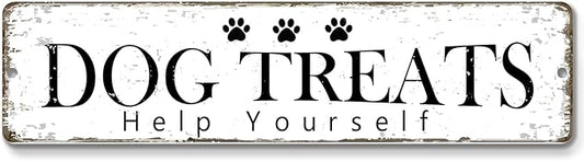 12x3 Inch Dog Treats Sign PC Signage Decor for Outdoor Pet Dog Crates Kennels Cage