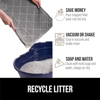 GORILLA GRIP Cat Litter Box Mat, 32x32, Water Resistant, US Designed Kitty Litter Trapping Mats, Easy to Clean, Scatter Control, Less Mess and Clean Floors, Kitten Supplies for Indoor Cats, Grey