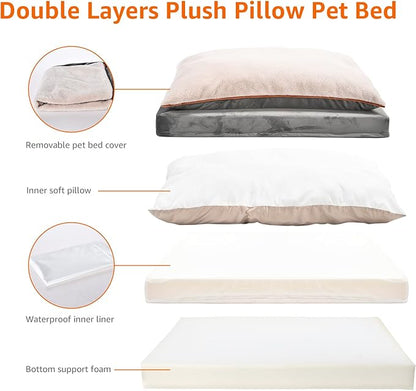 Amazon Basics Washable Dog Bed with Cooling Gel Memory Foam, Pressure-Relief Supportive Design, Anti-Slip Bottom, Machine Washable Removable Cover, Extra Large (40" x 30"), Grey
