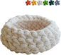 Cat Nest Bed - Premium Self Warming Handwoven Washable Extra Soft Round Cave House for Indoor Kitten & Kitty, Small & Large (Cloud White,Large)