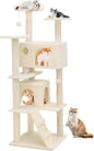 Athena Collection Cat Tree - 62"Multilevel Cat Scratching Post & Condo, Dangling Ball Activity Center for Indoor Cats, Beige